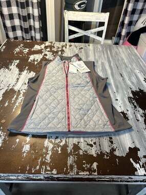 ProQuip Ladies Therma Tour Ava Quilted Golf Gilet Vest Grey Pink Medium